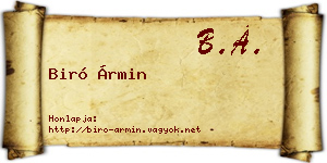 Biró Ármin névjegykártya